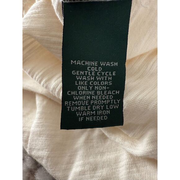 Ralph Lauren Jeans Co Size M Keyhole Tie Casual Top Ivory Short Sleeve Shirt - Picture 7 of 8